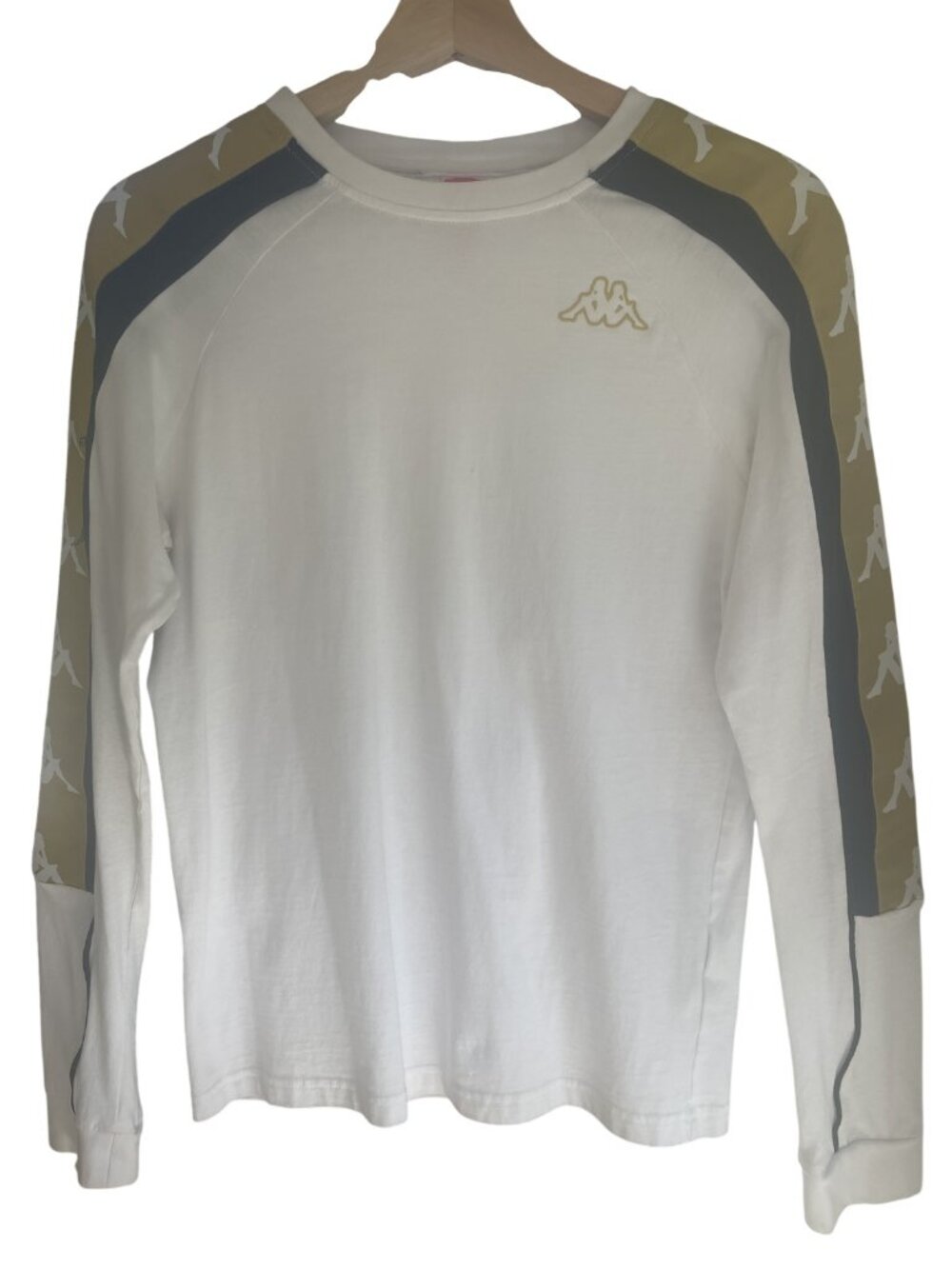 Kappa Size Small (S) White Colorblock Raglan Long Sleeve T-Shirt